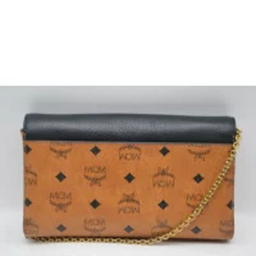 MCM Visetos Logogram Chain Shoulder Bag Cognac S - Picture 2 of 6
